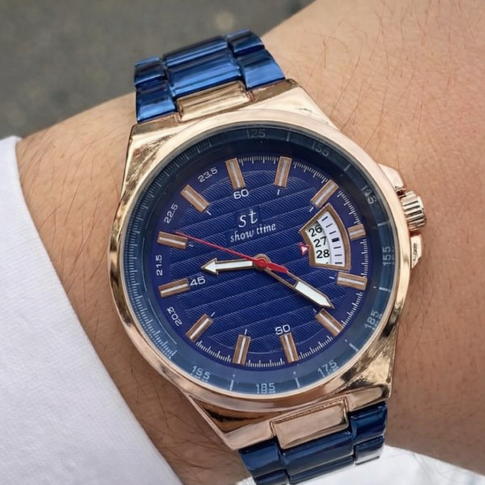 LACİVERT-BRONZ PASLANMAZ ÇELİK ERKEK KOL SAATİ