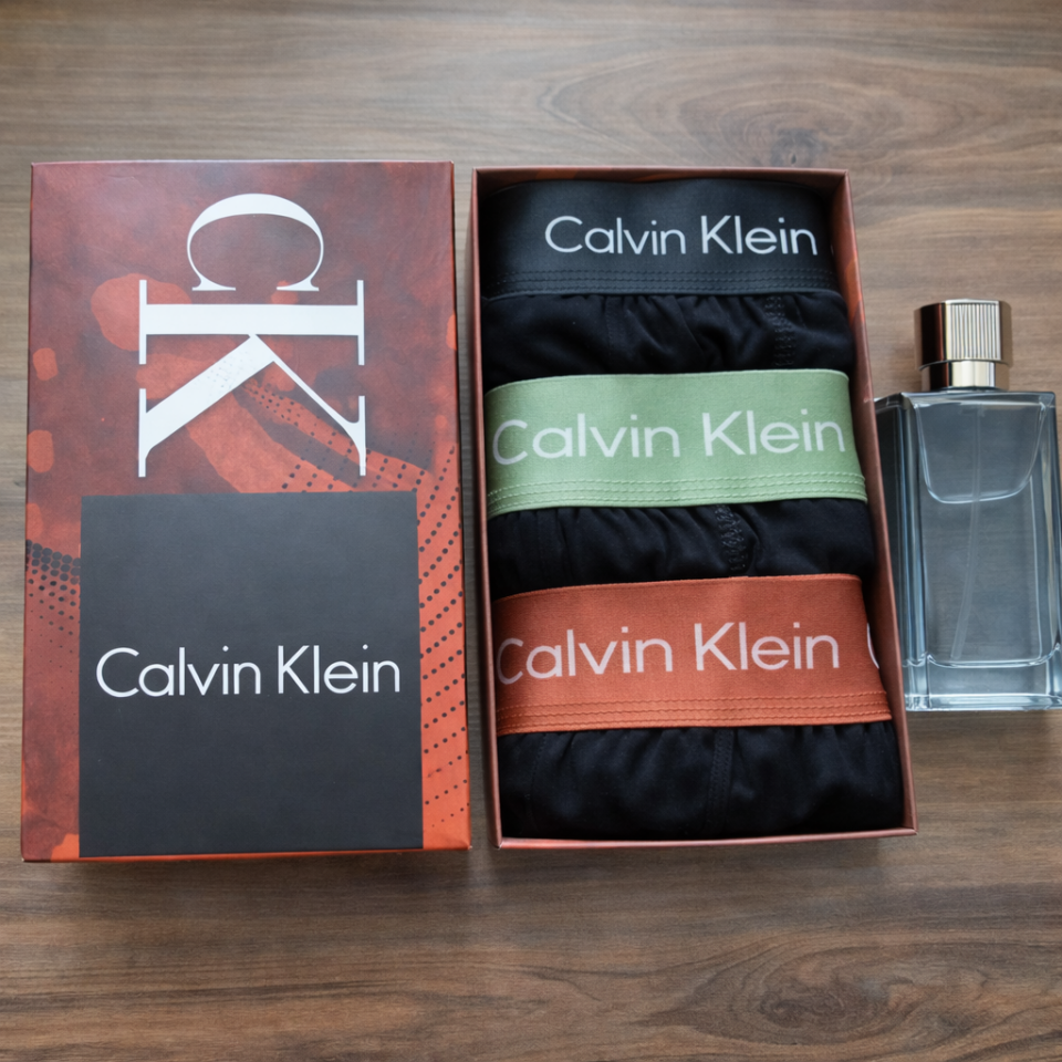 Calvin Klein Canlı Renkli Bantlı Premium Boxer+Parfüm