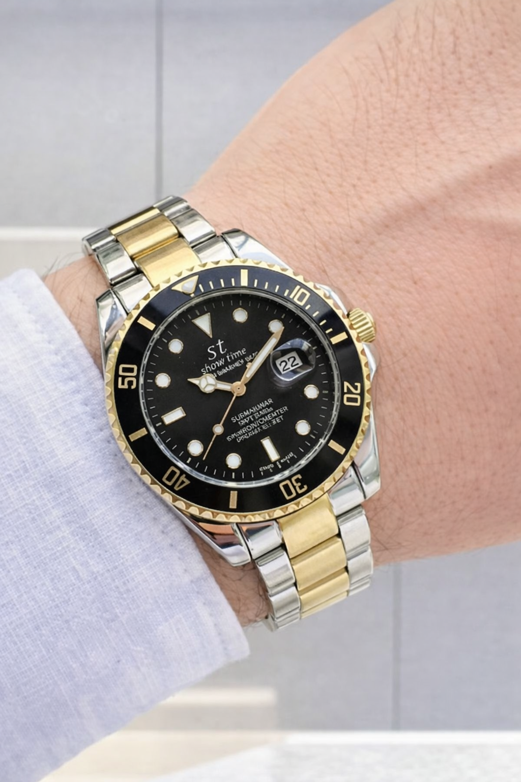 GÜMÜŞ-GOLD PASLANMAZ ÇELİK ERKEK KOL SAATİ