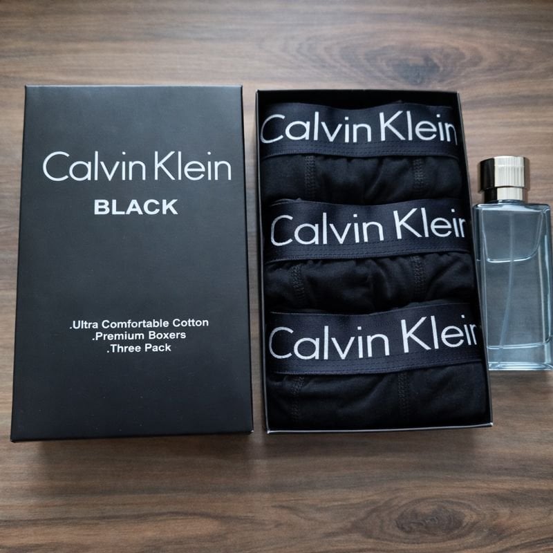 Calvin Klein Siyah Bantlı Premium Boxer+Parfüm