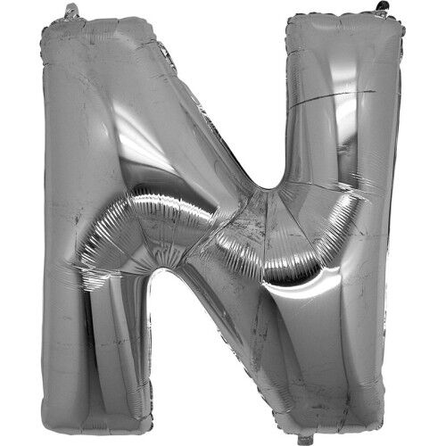 N Harf Folyo Balon Gümüş Renk 40 inç