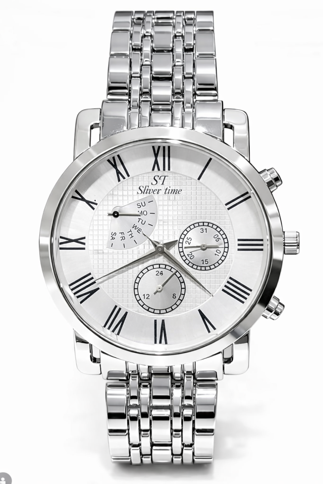 GÜMÜŞ PASLANMAZ ÇELİK ERKEK KOL SAATİ