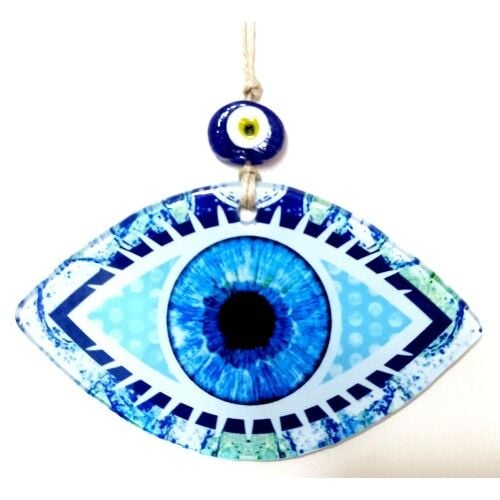 Mavi Göz Modelli Füzyon Cam Duvar Dekorasyonu