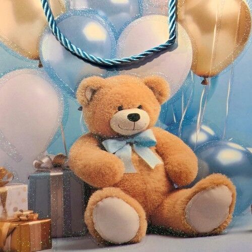 Büyük Boy Ayıcıklı Karton Hediye Çantası