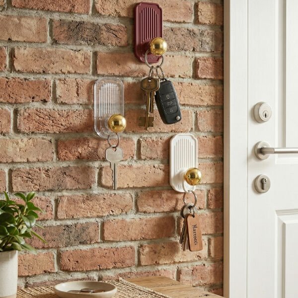 3'lü Gold Top Uçlu Yapışkanlı Plastik Askı