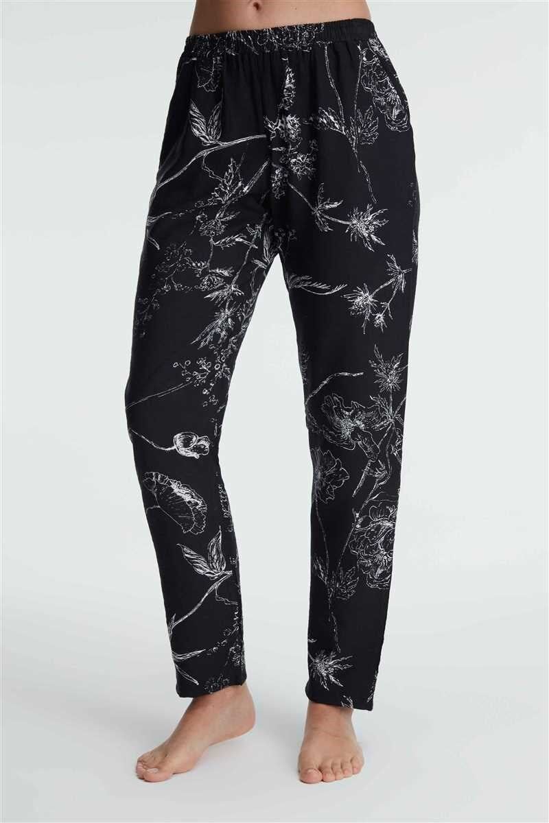 Anıl 9135 Günlük Ev Giyimi Kadın Viskon Çiçek Desenli Yazlık Örme Normal Bel Pijama Altı