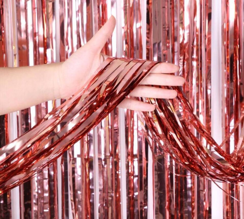 Rose Gold Püsküllü Kapı Perdesi