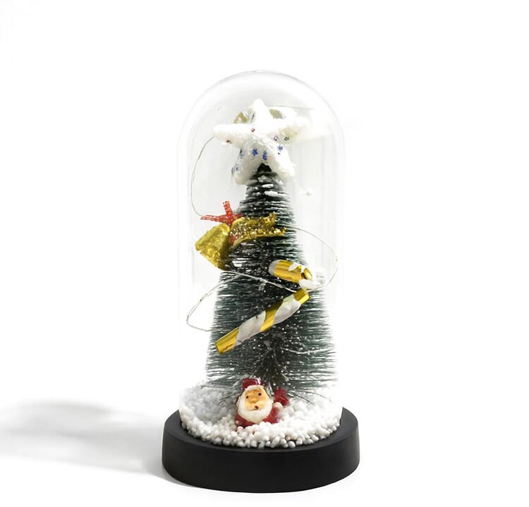 Yılbaşı Temalı Işıklı Dekoratif Cam Fanus - Model 1