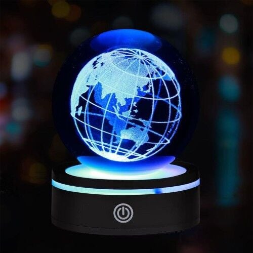 Dünya Tasarımlı Usb'li Dönen Cam Küre