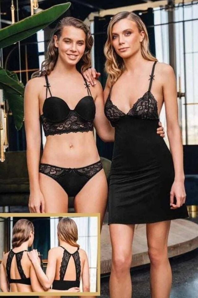 1313 BÜŞRA SÜTYEN KÜLOT KOMBİNEZON TAKIM KADIN