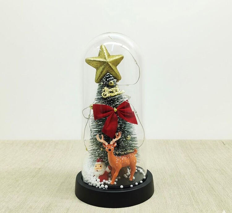 Yılbaşı Temalı Işıklı Dekoratif Cam Fanus - Model 5