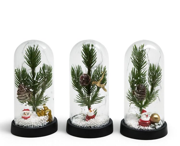 Yılbaşı Temalı Işıklı Dekoratif Cam Fanus - Model 9