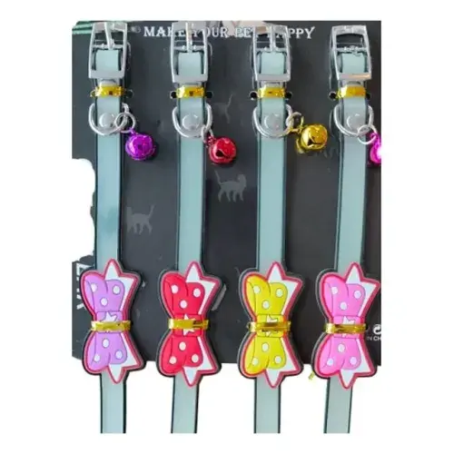 Papyonlu Silikon Kedi Tasması