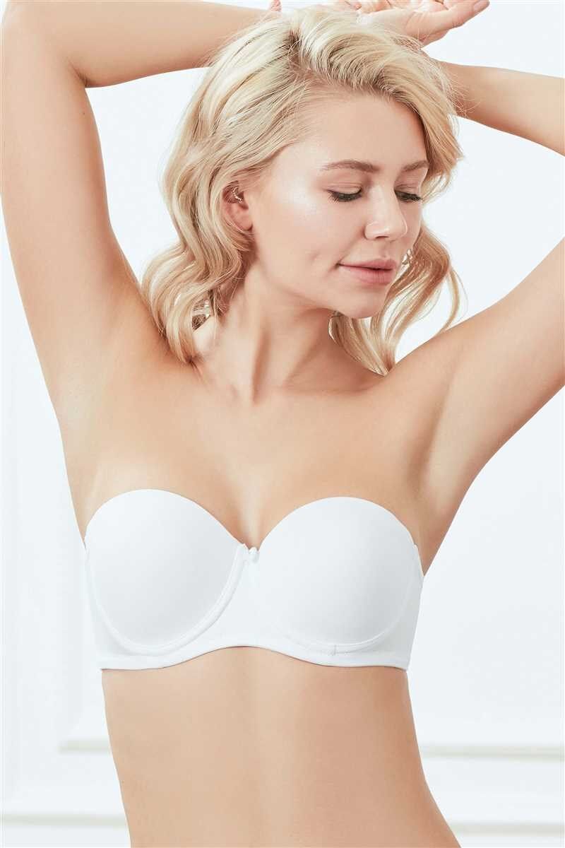 Kadın Balenli Desteksiz Dolgusuz Askısız Straplez Günlük Klasik T-Shirt Sütyeni (3113)