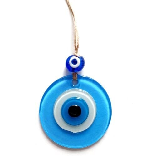 Nazar Boncuklu Bebek Mavisi Renginde Mini Duvar Süsü