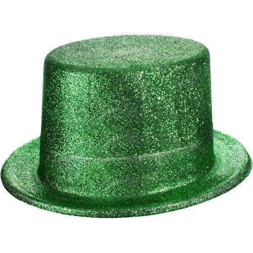 Yeşil Renk Parıltılı Simli Fötr Silindir Parti Şapkası