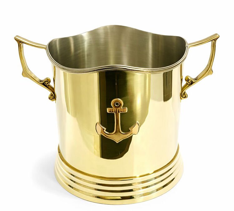 Çapa Desenli Pirinç Buz Kovası