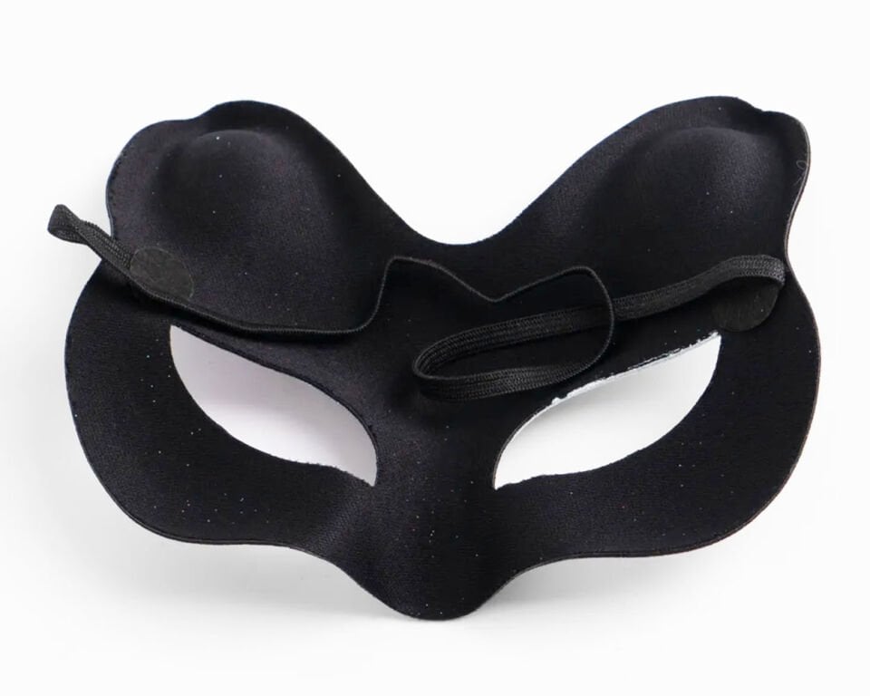 Siyah Süet Sarı Pembe Simli Kedi Maskesi