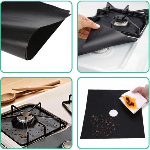 Ocak Koruyucu Folyo Yanmaz Yapışmaz 4'lü Set Siyah Renk