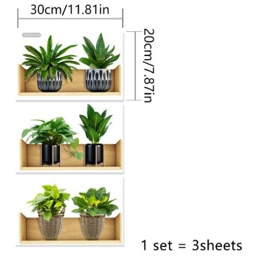 Raflı Bitki Tasarımlı Yapışkanlı Sticker 20*30 cm 3lü Set MC-663