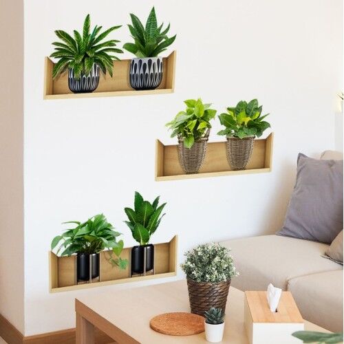 Raflı Bitki Tasarımlı Yapışkanlı Sticker 20*30 cm 3lü Set MC-663