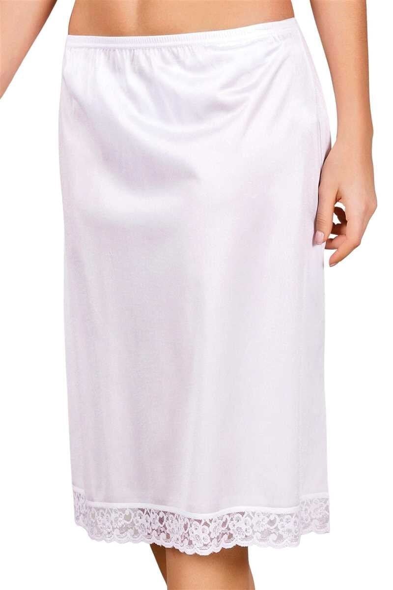 Kadın Polyamid Kumaşlı Dantelli Diz Altı Uzun Etek Altı Jüpon (0611)