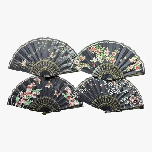 Plastik Siyah Kumaş Yelpaze 12'li Set