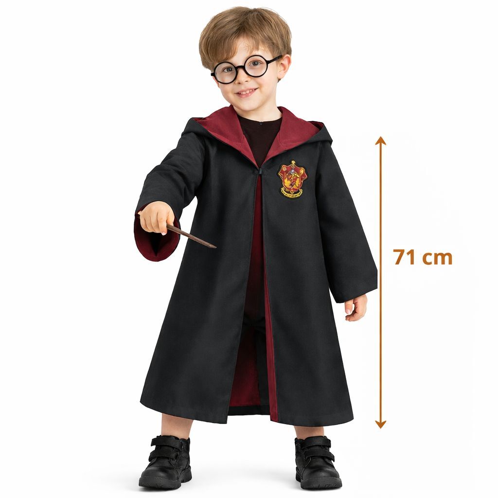 Harry Potter Çocuk Bebek Kostüm Seti – Asa Gözlük Pelerin 71 cm (2-4 Yaş)