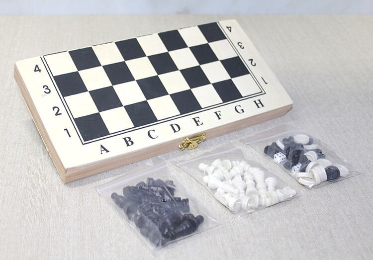 Ahşap Kutulu Satranç ve Tavla Seti - Model 1