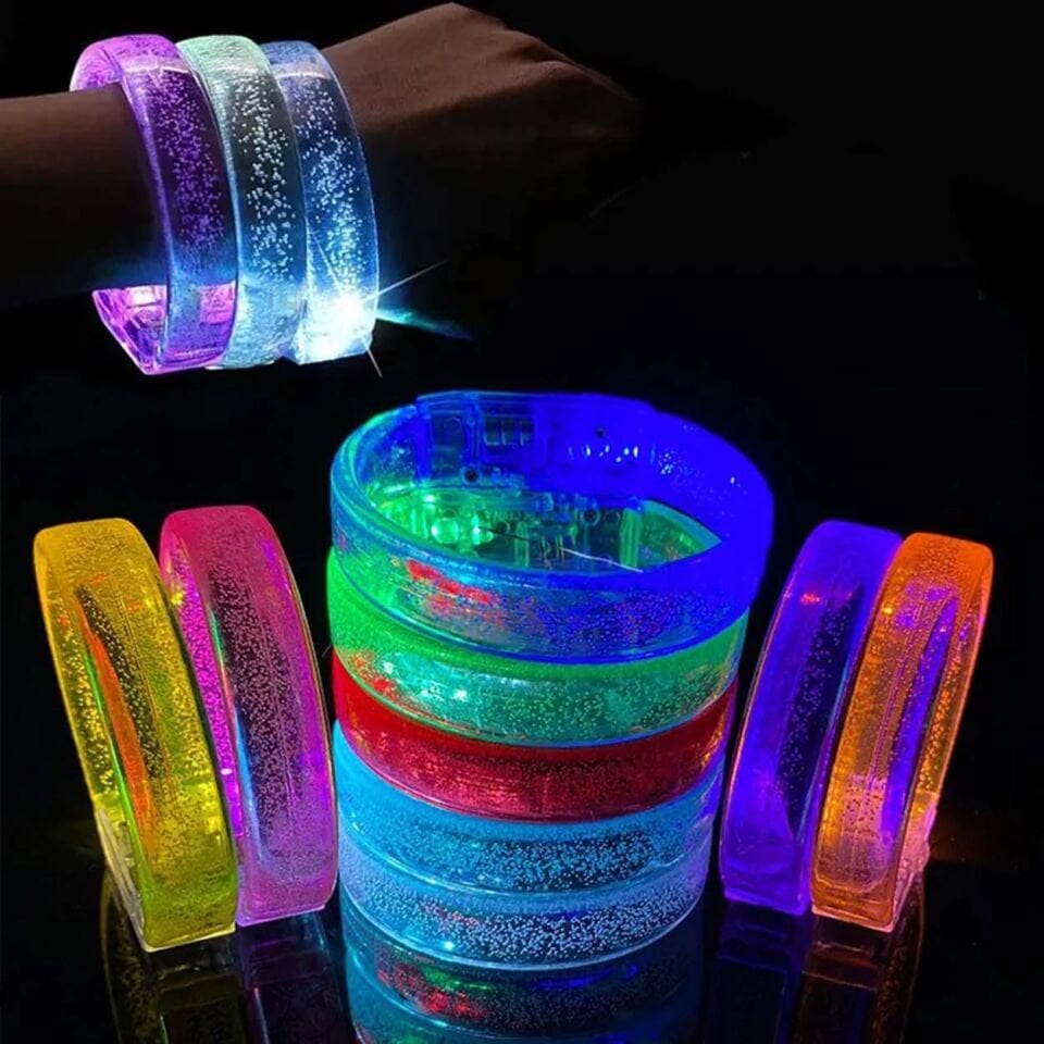 Yeşil Led Işıklı Baskı Yapılabilen Pilli Bileklik Bilezik