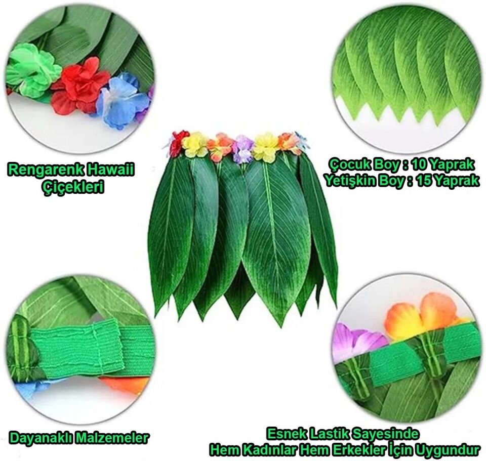 Tropikal Esintili Yapraklı Parti Eteği Çocuk Boy