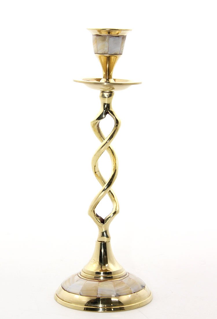 Tekli Pirinç Sedefli Şamdan Model 2