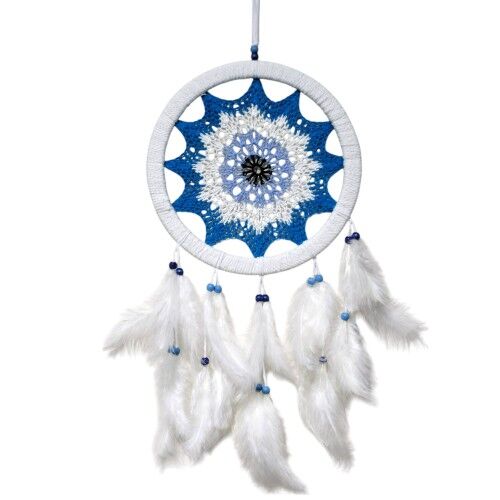 Petrol Mavisi Nazar Motifli Kuş Tüylü Duvar Süsü