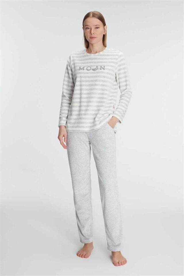 Anıl 11256 Kadın Pamuklu Uzun Kollu Pijama Takımı