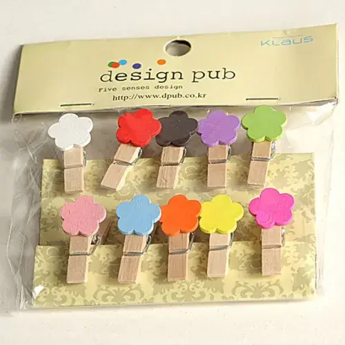 Şekilli Renkli Ahşap Mandal Seti (10'lu Paket)