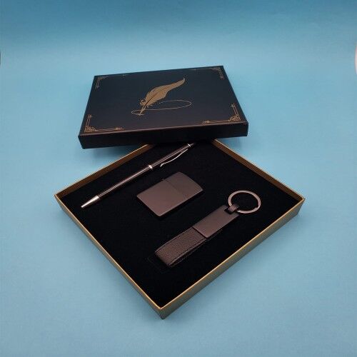 Siyah Anahtarlık Çakmak ve Tükenmez Kalem