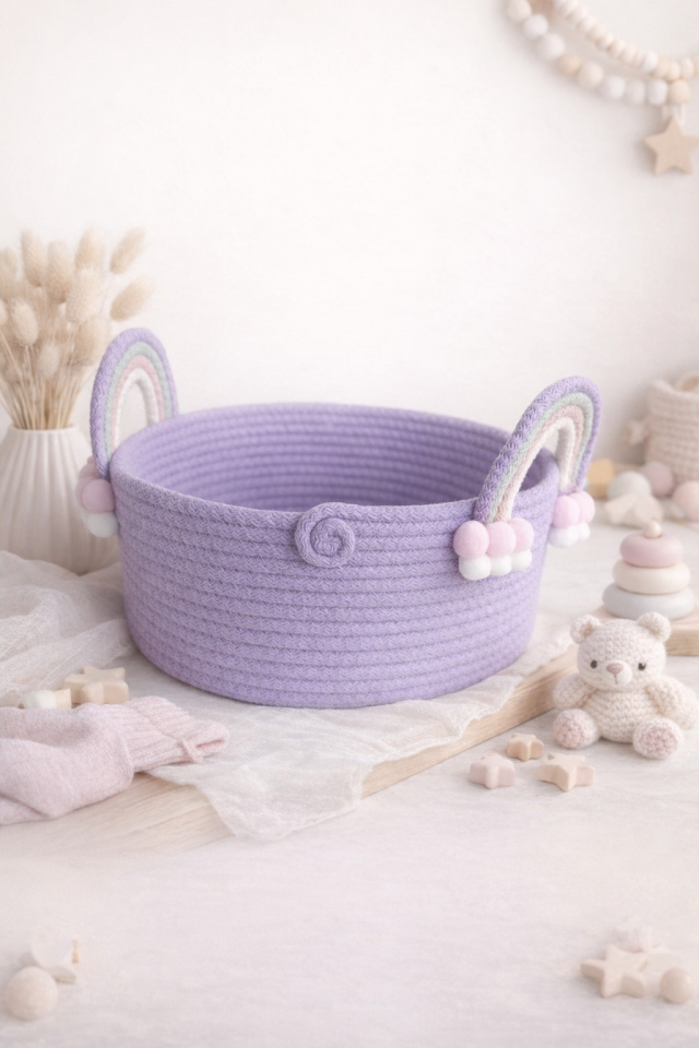 Çok Amaçlı Dekoratif Sepet El Yapımı lila