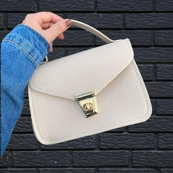 Krem Rengi Kutu El Çantası