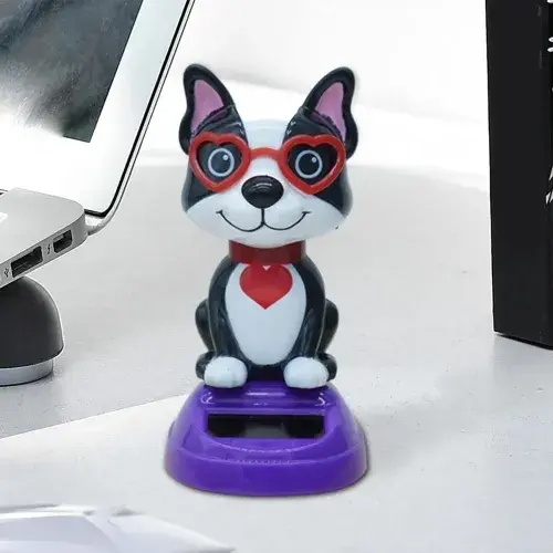 Güneş Enerjili Solar Sallanan Gözlüklü Köpek Figürü