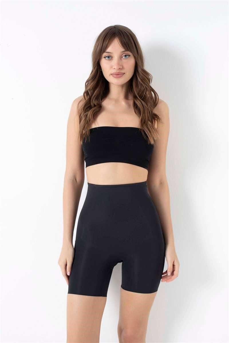 Kadın Mikro Kumaş Beli Yapıştırma Paçaları Silikon Bantlı Paçalı Sıkı Şort Korse (2848)