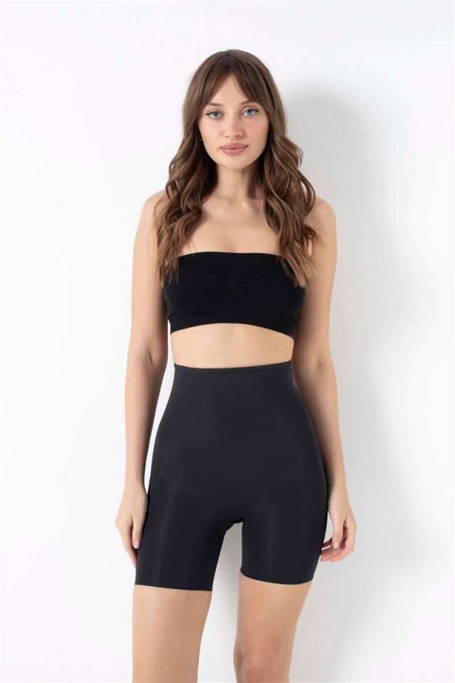 Kadın Mikro Kumaş Beli Yapıştırma Paçaları Silikon Bantlı Paçalı Sıkı Şort Korse (2848)