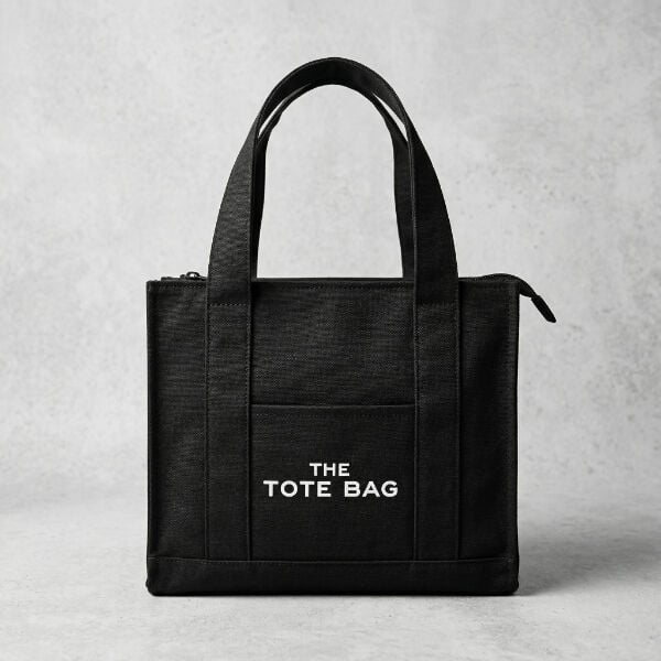 Siyah Kanvas Yumuşak Kol Çantası The Tote Bag