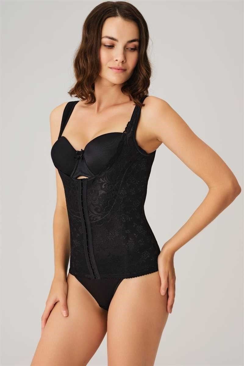 Kadın Toparlayıcı Bel İnceltici Dikişli Büyük Beden Kancalı Geniş Askı Sıkı Yelek Korse (2506)