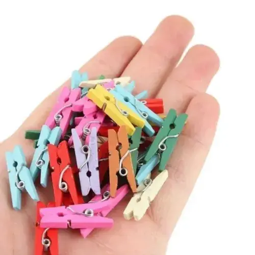 100lü Renkli Ahşap Mandal Seti 2.5 cm