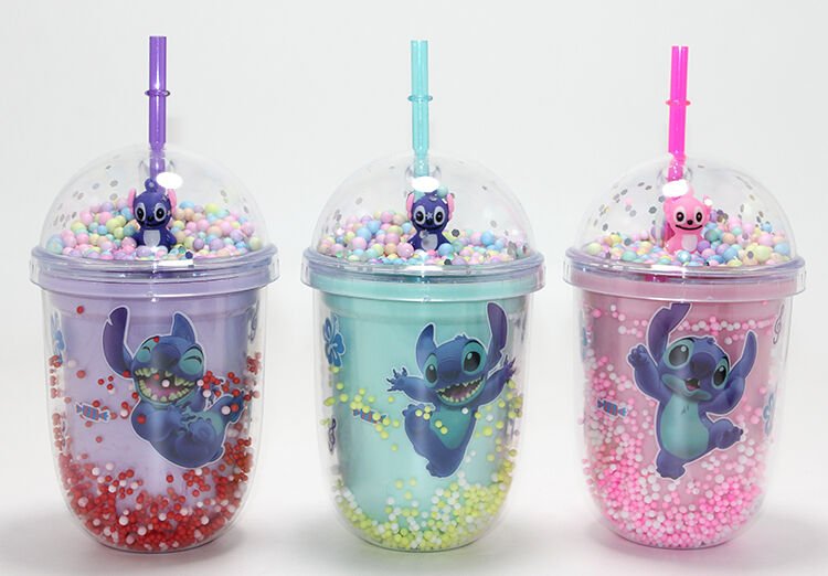 Stitch Figürlü Pipetli Kapaklı Kupa Bardak