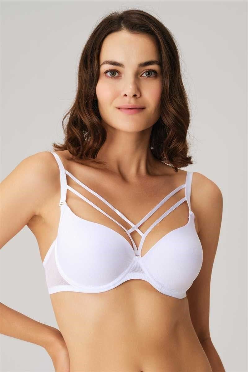 Kadın Balenli Desteksiz Dolgusuz Askıları Çıkabilen Yaka Detaylı T-Shirt Sütyeni (3772)
