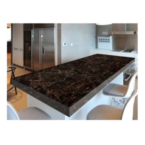 Siyah Mermer Desenli Yapışkanlı Tezgah Folyosu