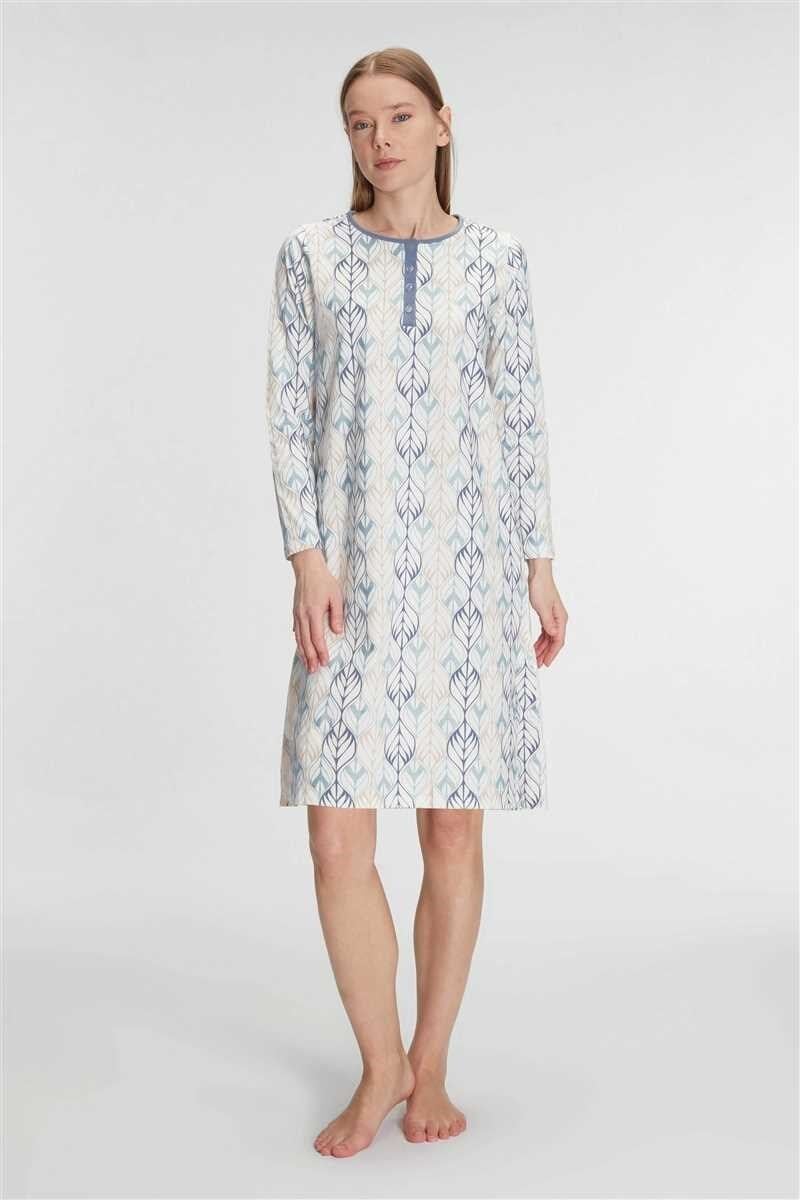 Anıl 11261 Kadın Pamuklu Uzun Kollu Gecelik