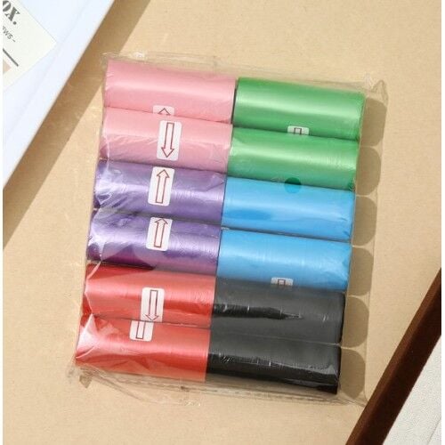 12'li Köpek Dışkı Poşeti Düz Renkli Set