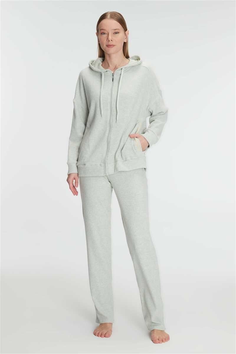 Anıl 11333 Kadın Pamuklu Homesuit Kapüşonlu Fermuarlı Ev Giyim Pijama Takımı